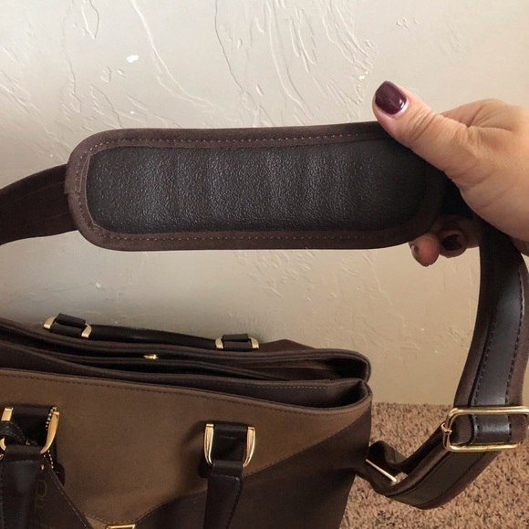 DVF Brown Multi-tone Faux Suede Overnight Bag - Picture 7 of 15